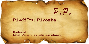 Piváry Piroska névjegykártya